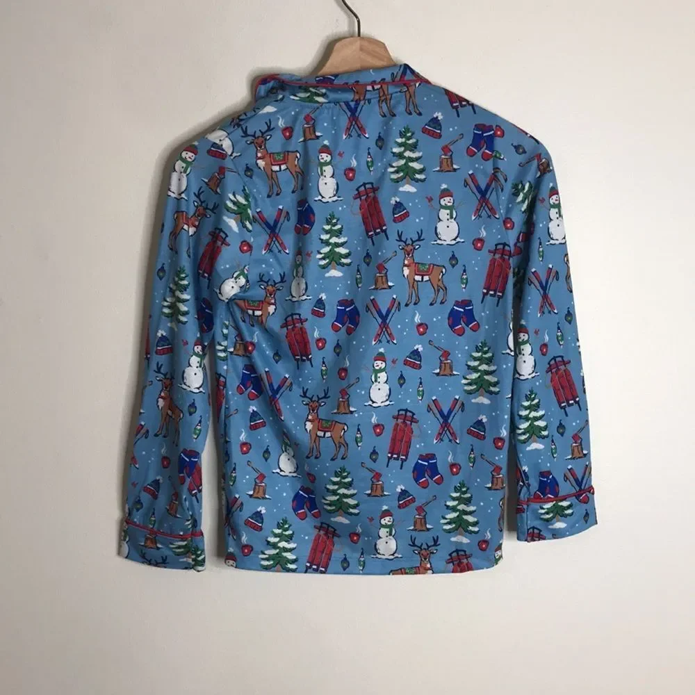 Hatley Kids Cozy Christmas Reindeer and Christmas Tree Pajamas Set Size 10